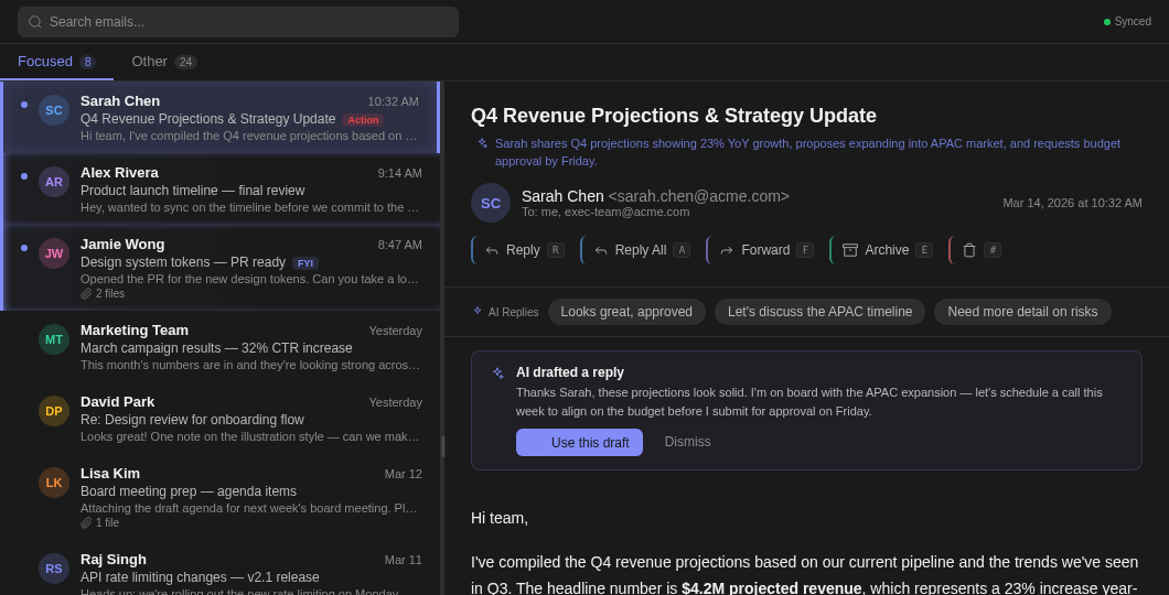 Lightspeed split view with message list and reader